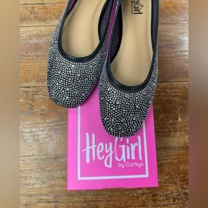 Corkys Black Rhinestone Embellished Ballet Flats